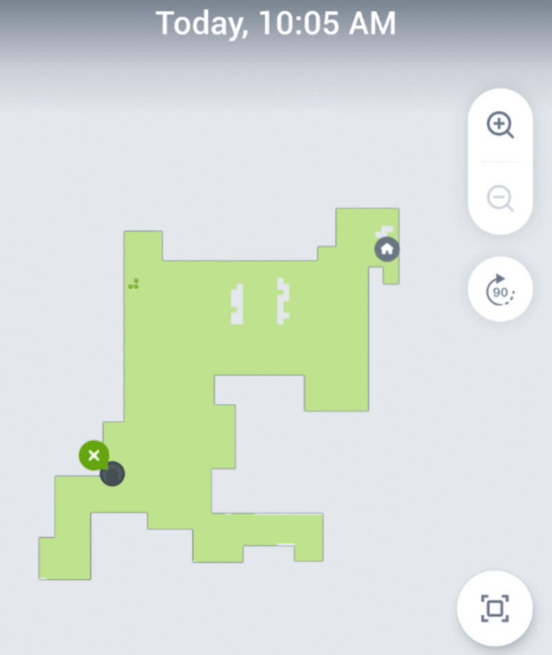 Gereinigte Karte wird in der Handy-App des iRobot Roomba i3 dargestellt